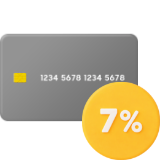 회색 신용카드와 7% 태그