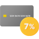 회색 신용카드와 7% 태그