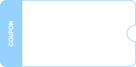COUPON 문구가 적힌 하늘색 쿠폰