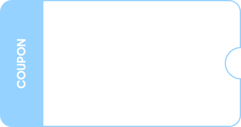 COUPON 문구가 적힌 하늘색 쿠폰