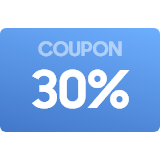 파란 사각형안에 COUPON과 30% 텍스트가 적힌 쿠폰 이미지