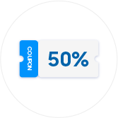 50% 할인율이 기입된 쿠폰 아이콘
