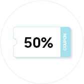 50% 할인율이 기입된 쿠폰 아이콘