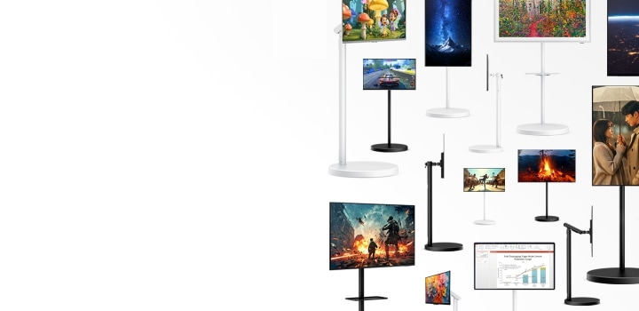 하얀색 배경에 다양한 무빙스타일 제품들이 배치되어 있는