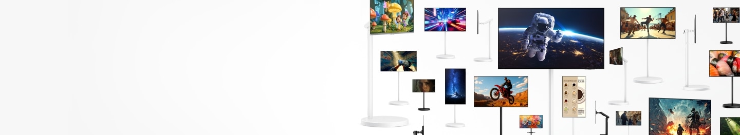 하얀색 배경에 다양한 무빙스타일 제품들이 배치되어 있는