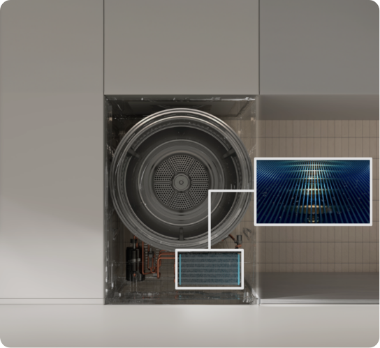 Bespoke AI 원바디의 열교환기와 세척된 열교환기