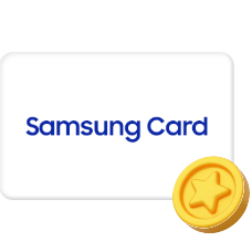 Samsung Card가 쓰인 카드 아이콘과 캐시백을 의미하는 아이콘