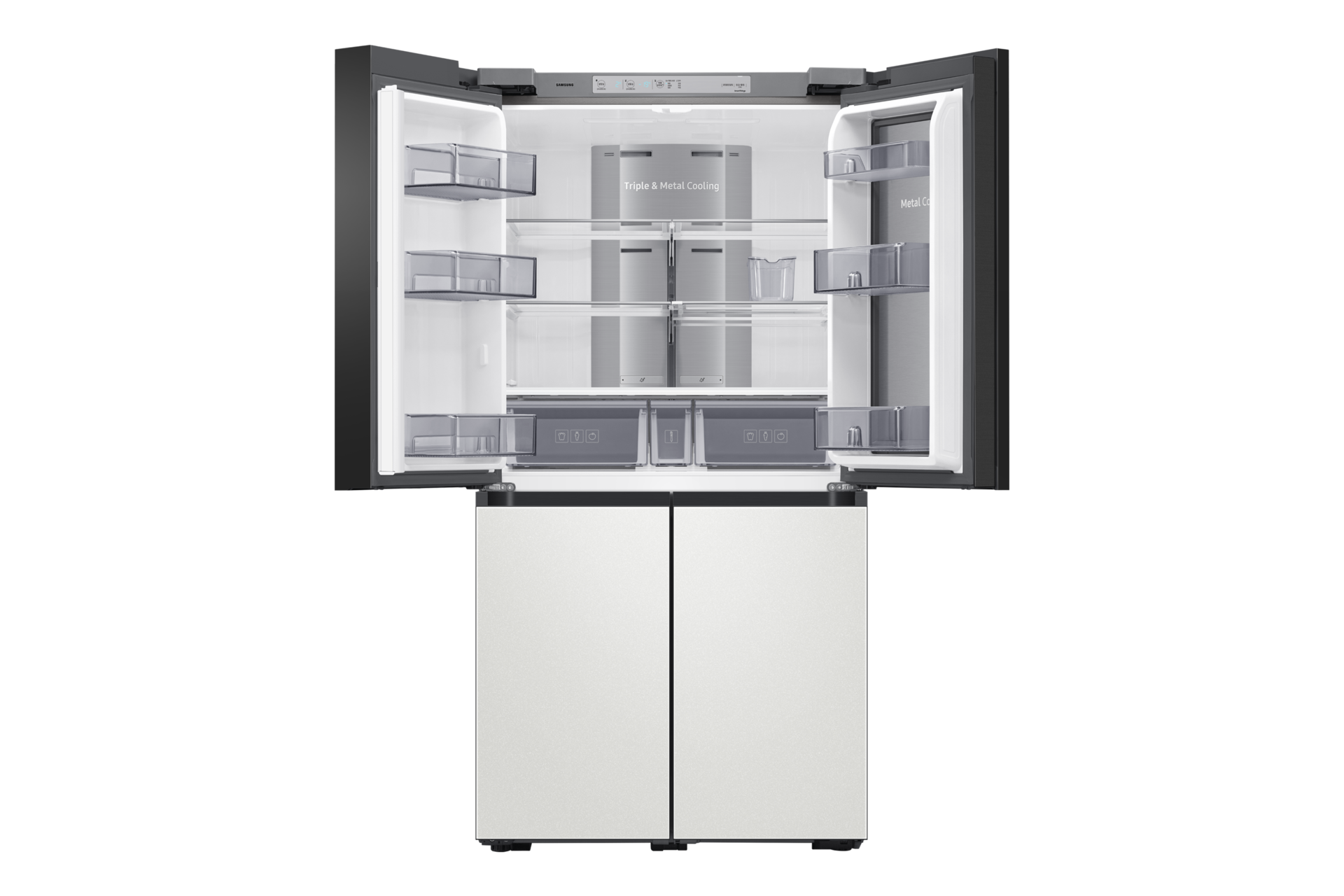 제품 정면 상칸 도어 열림 내용물 없음