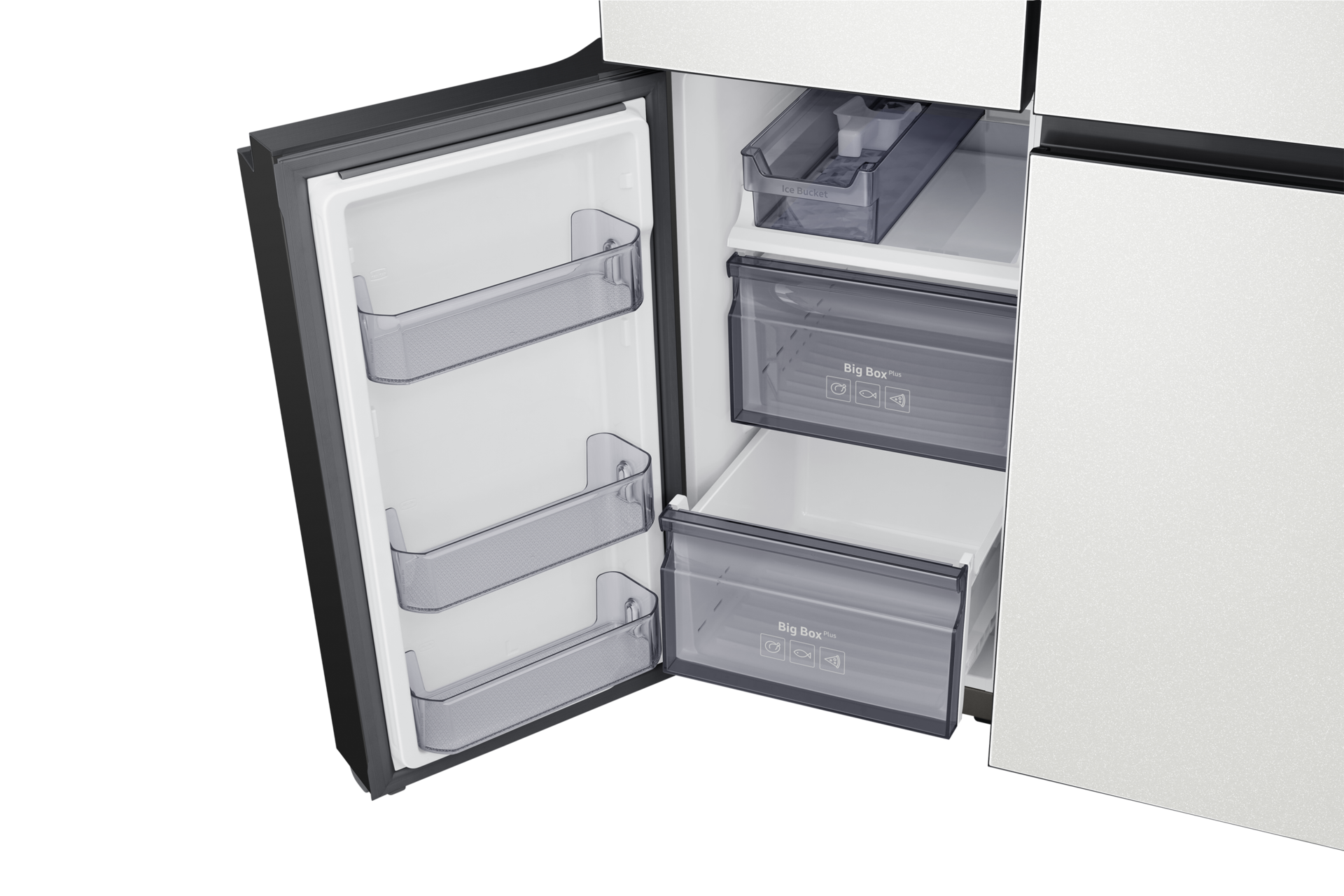 제품 앞면 오른쪽 30도 하칸 왼쪽 도어 열림 확대