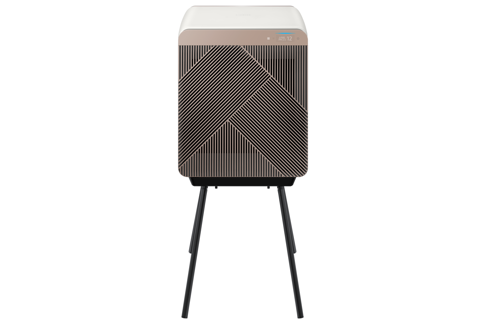 Bespoke 큐브™ Air 스탠드 블랙과 Bespoke 큐브 베이지 헤링본을 결합한 정면