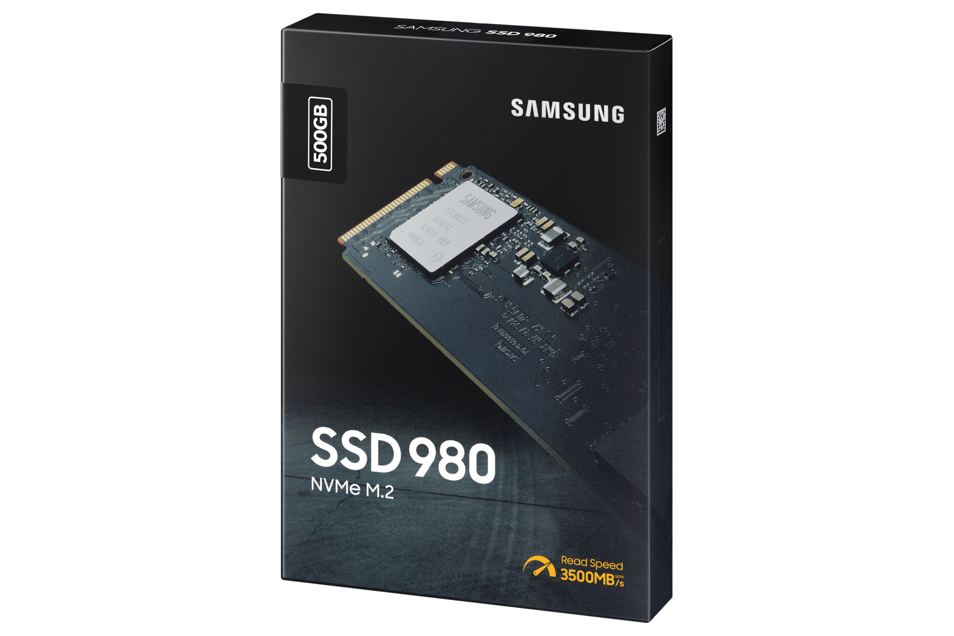 980 NVMe M.2 SSD 500 GB (블랙) 제품 패키지 정면 왼쪽으로 돌린 이미지