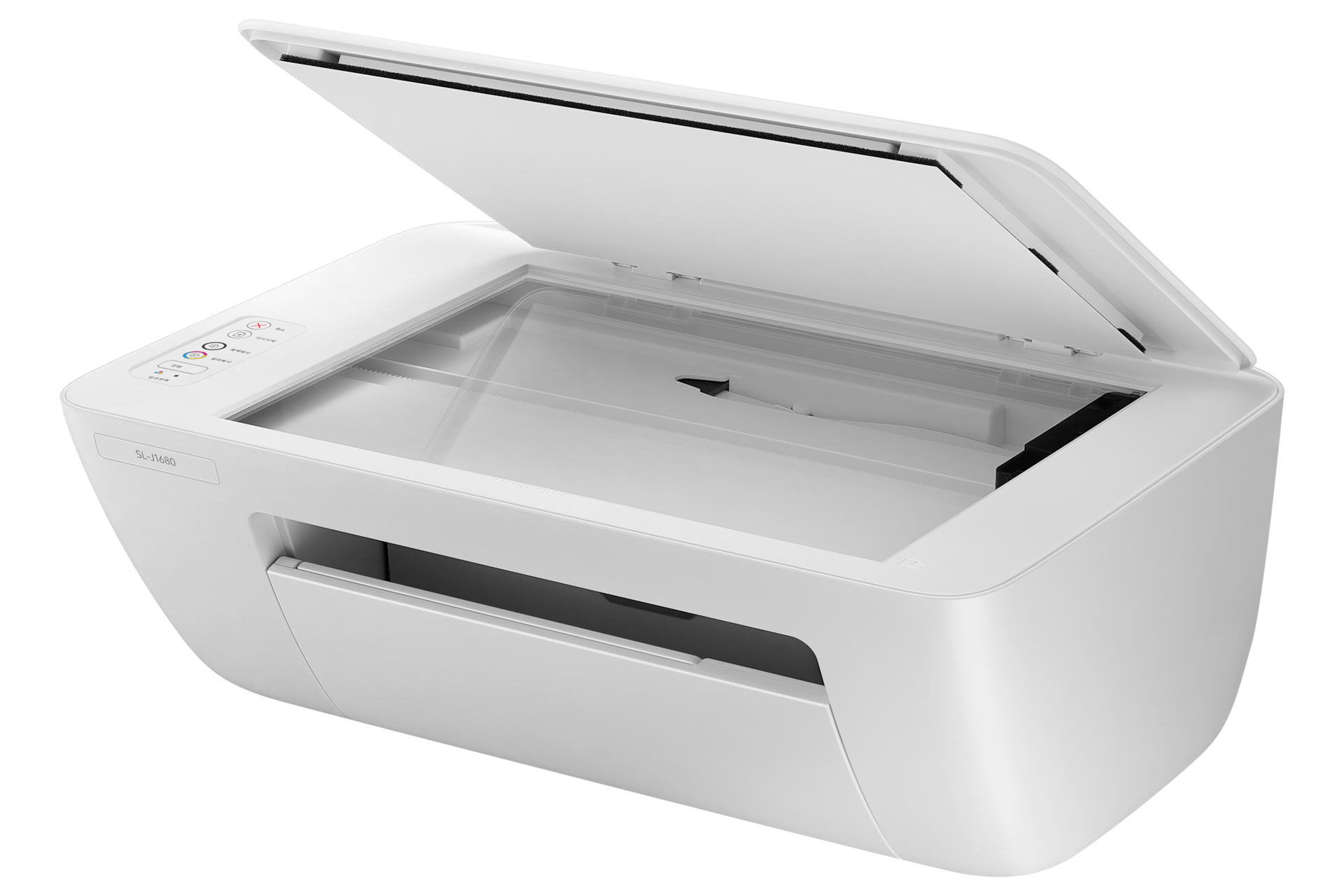 잉크젯 복합기 20/16 ppm 화이트 제품 뚜껑이 열려있는 사진