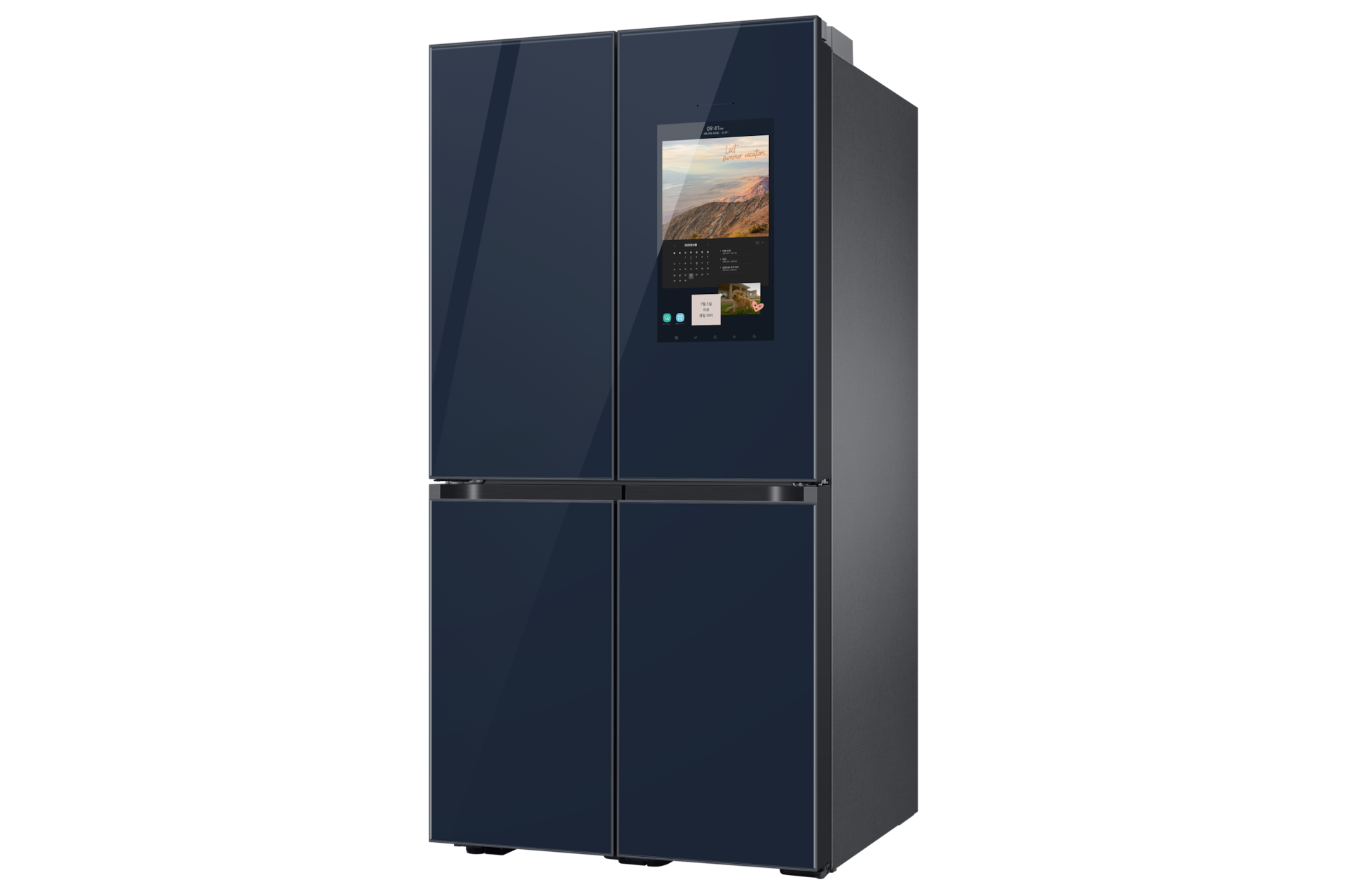 Bespoke AI 패밀리허브 4도어 838L (빅아이스/큐브) 글램 네이비 우측면