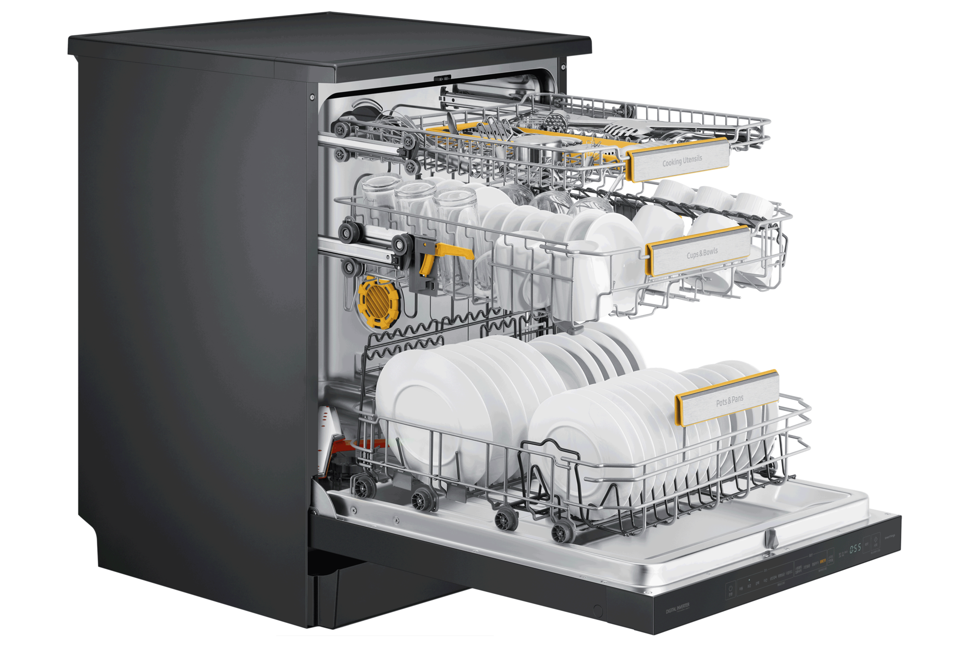 글램 베이지 측면 도어 완전 열림 내용물 있음