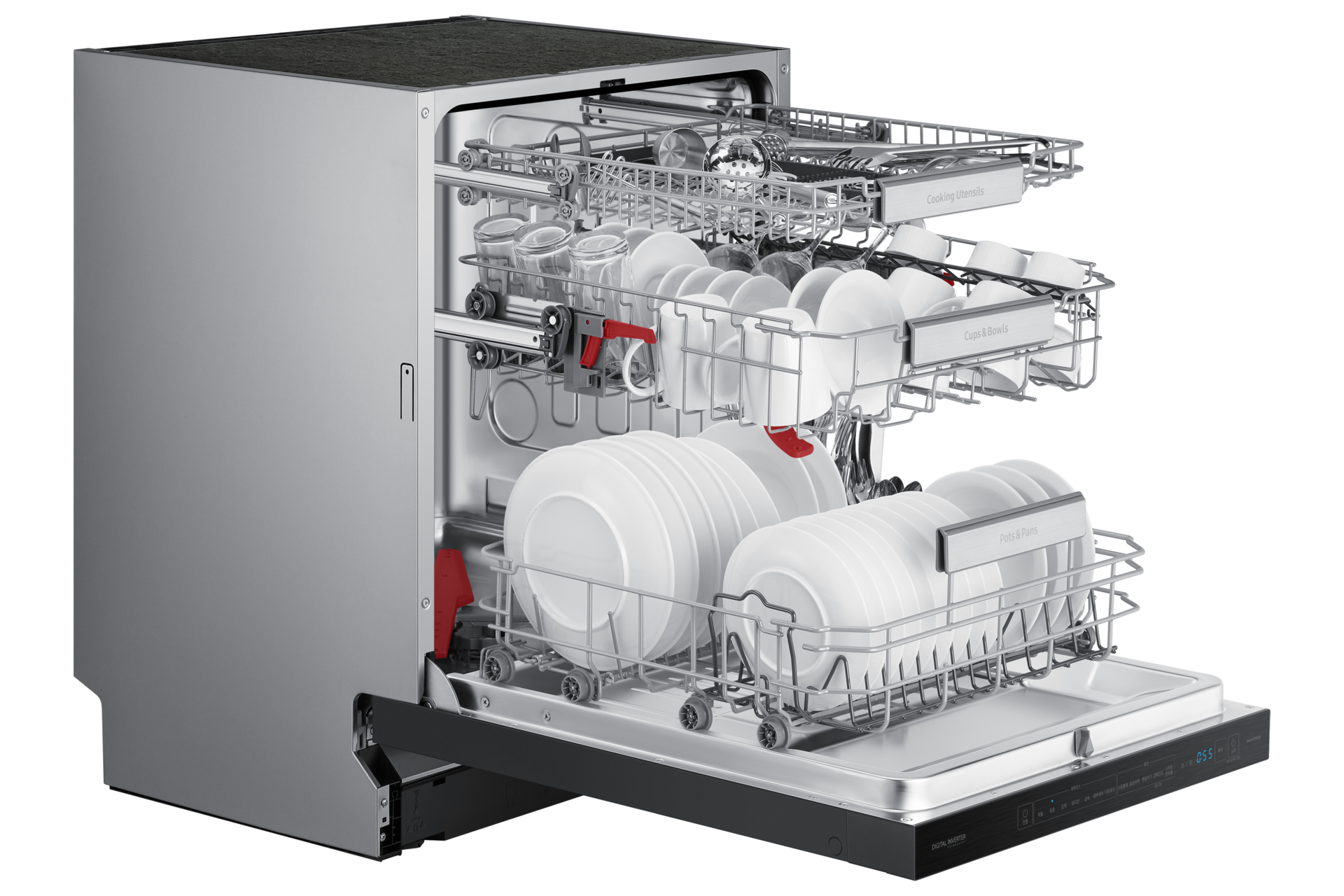 측면 도어 완전 열림 내용물 있음 