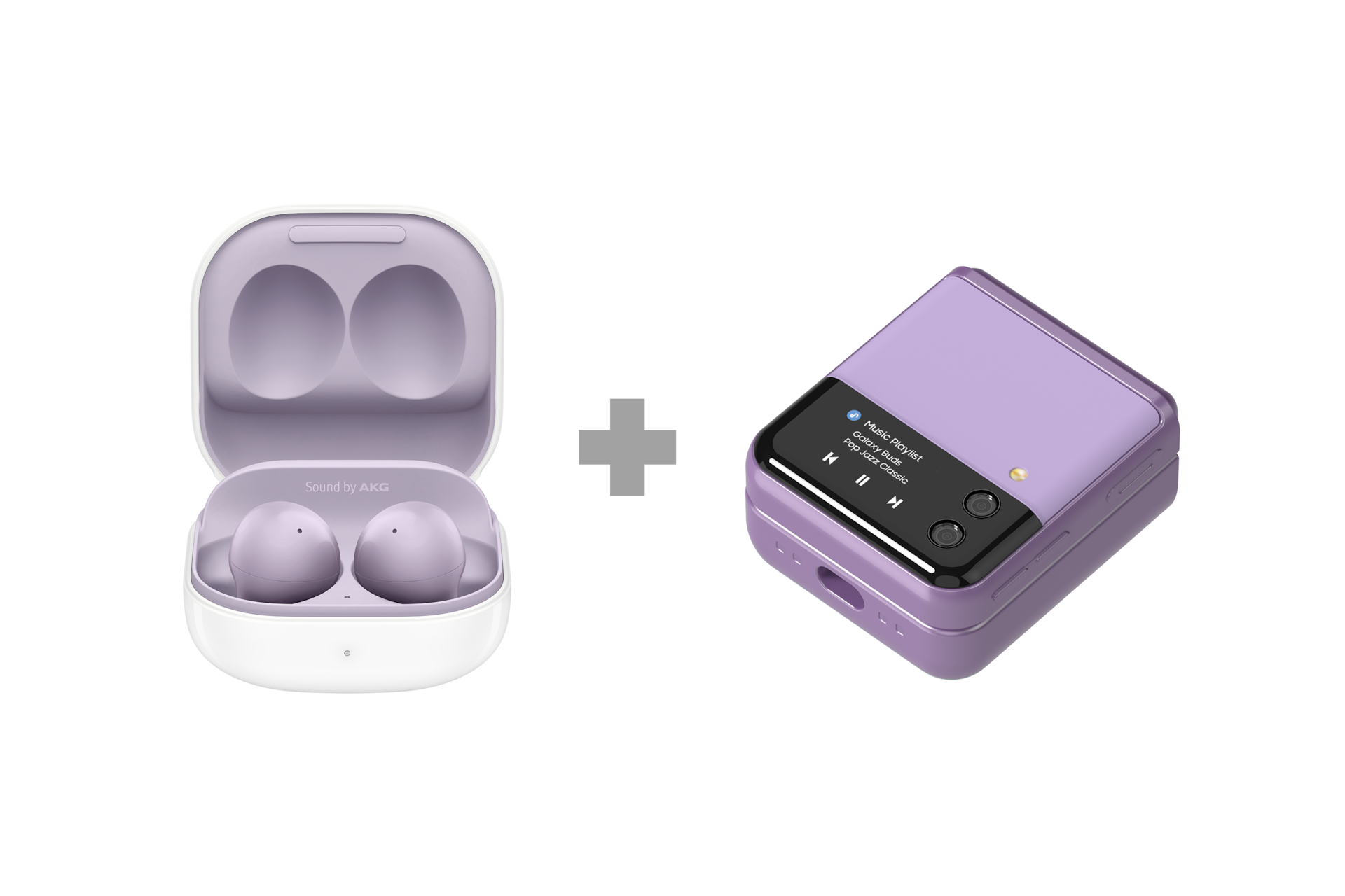 갤럭시 버즈2 + 갤럭시 버즈2 Z 플립3 커버 패키지 (라벤더)