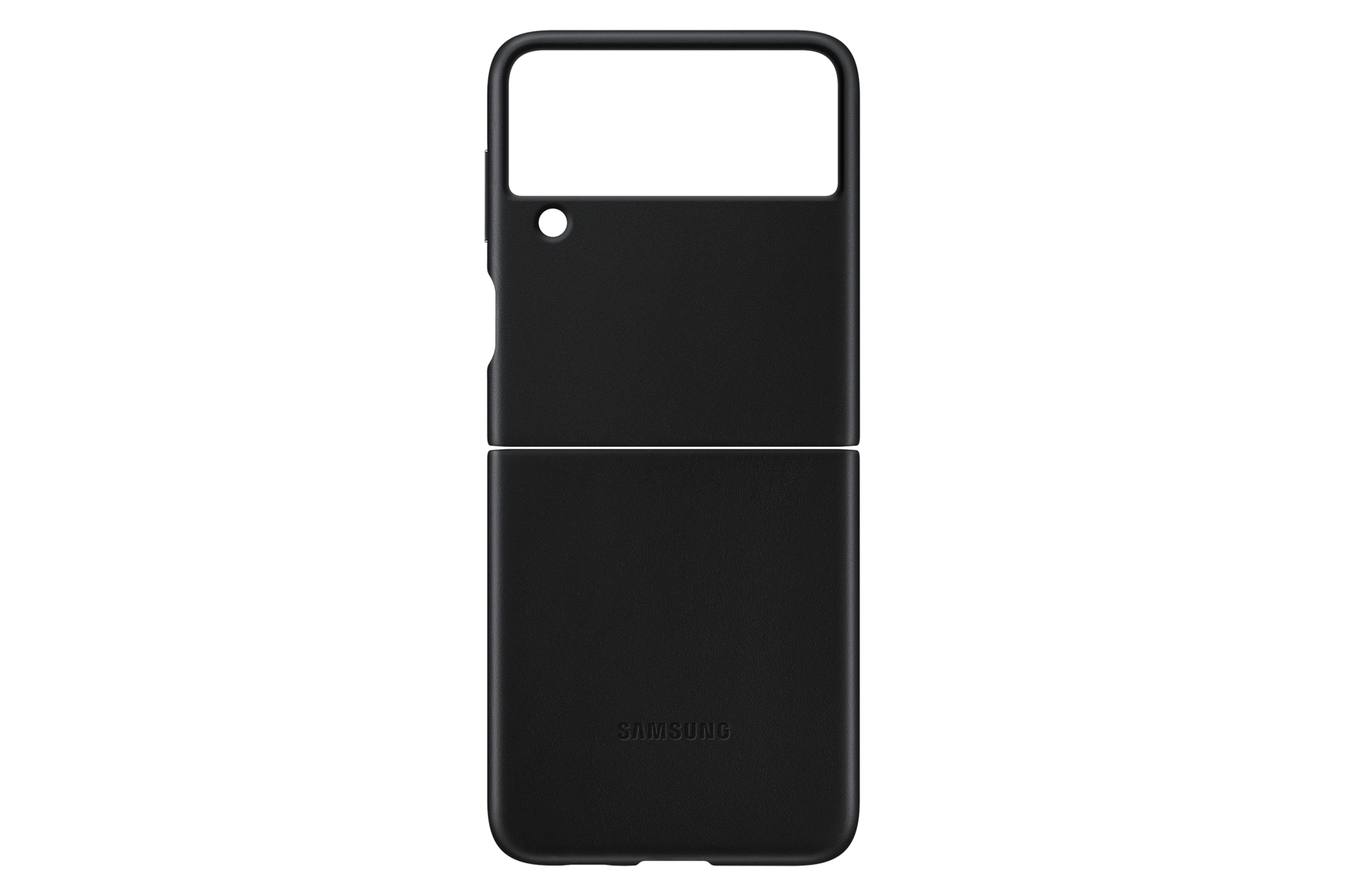 갤럭시 Z 플립3 5G 레더 커버 (블랙) 제품 펼쳐진 정면 이미지 