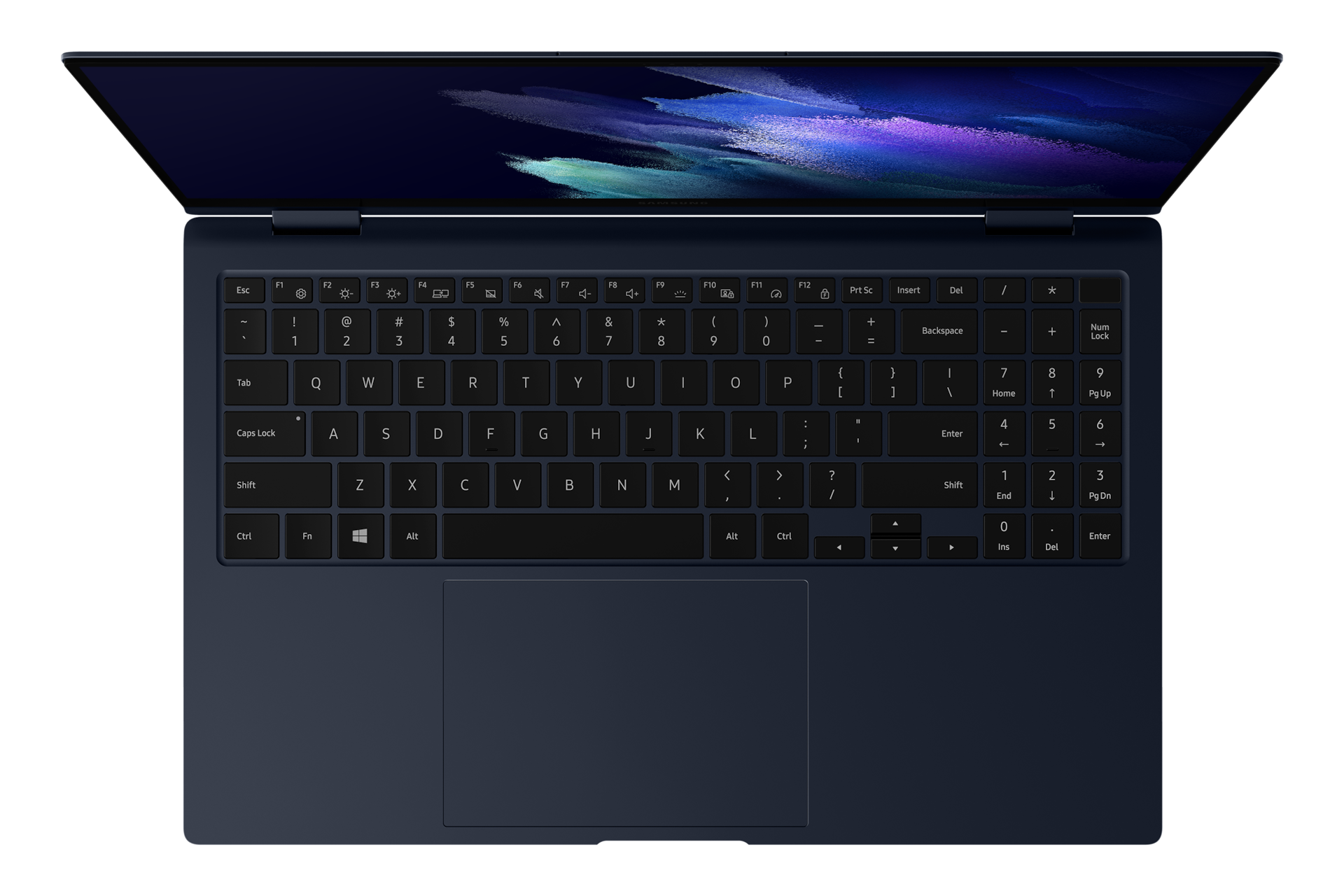 위에서 본 갤럭시북 Pro 360 오픈