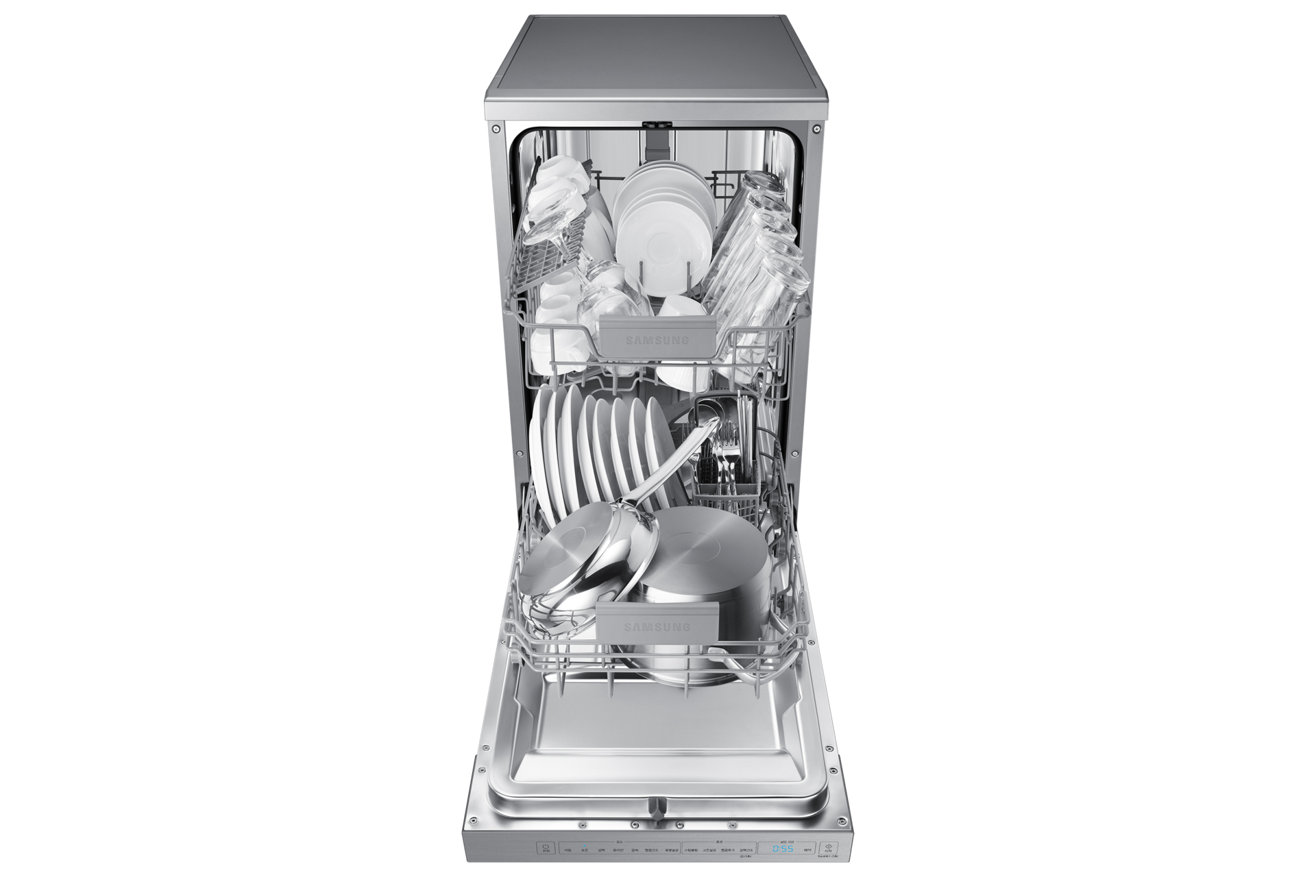 정면 상단 도어 완전 열림 내용물 있음 