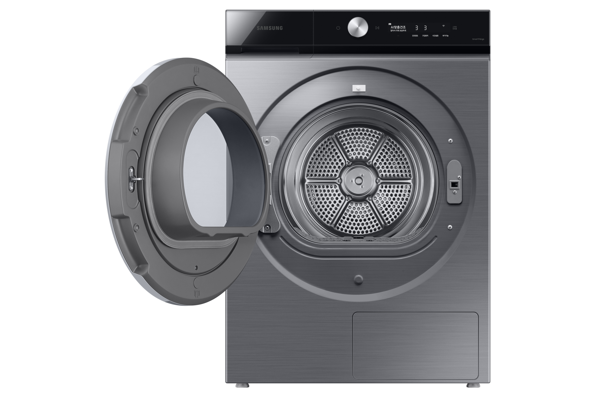 BESPOKE 그랑데 건조기 AI 20 kg 이녹스 정면 좌측도어열림