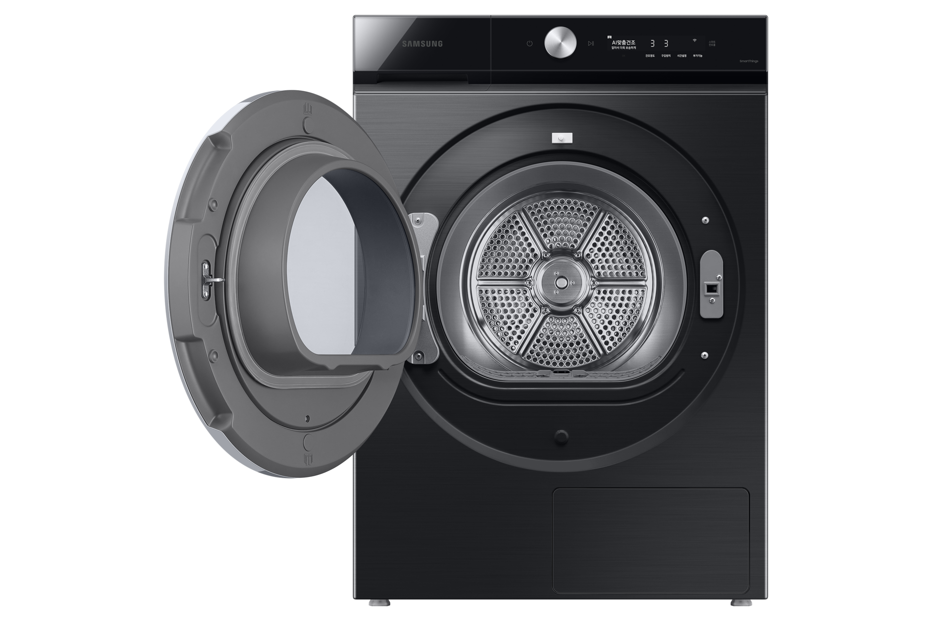 BESPOKE 그랑데 건조기 AI 17 kg 블랙케비어 정면 도어열림