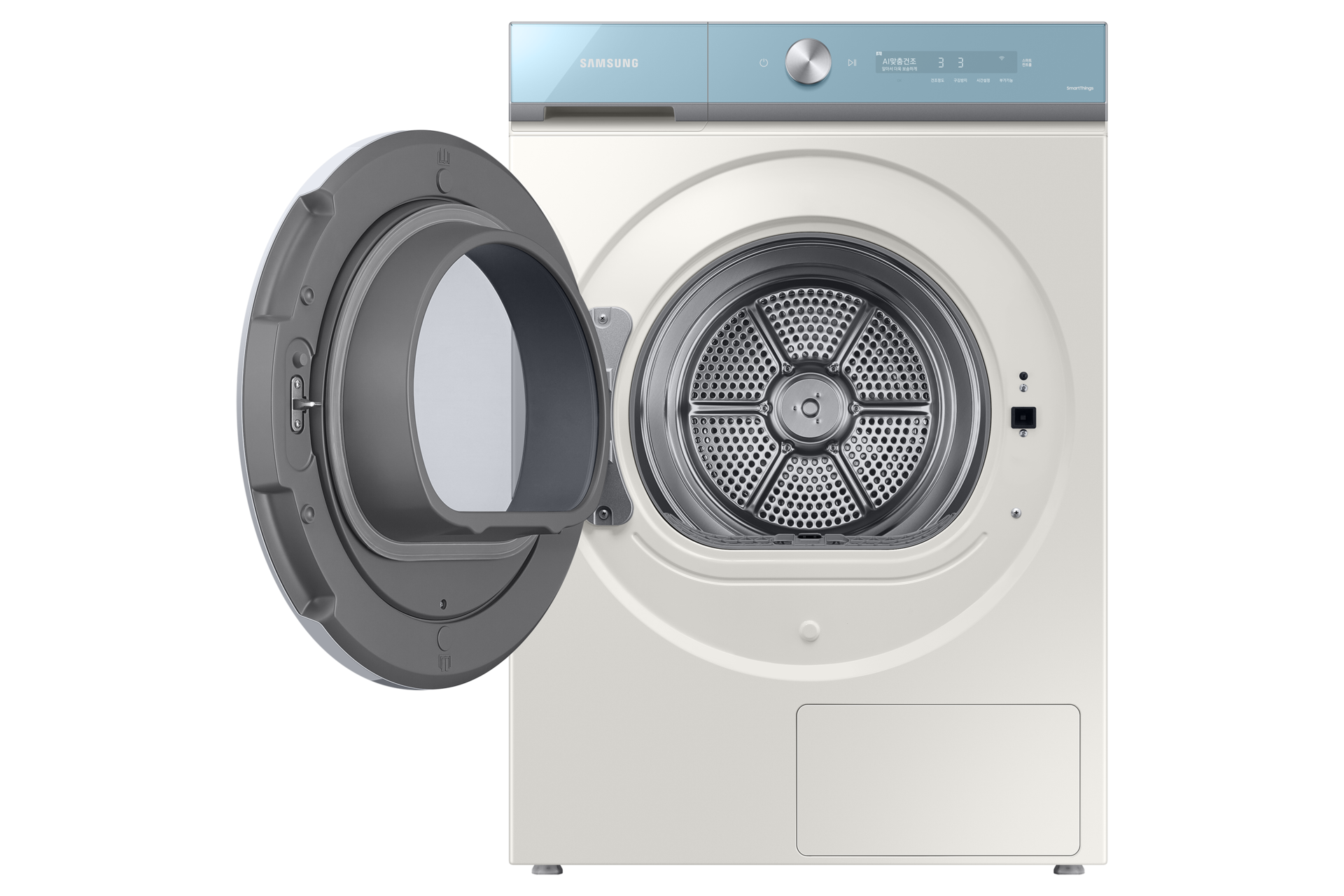 BESPOKE 그랑데 건조기 AI 20 kg 딥모닝블루 정면 도어열림