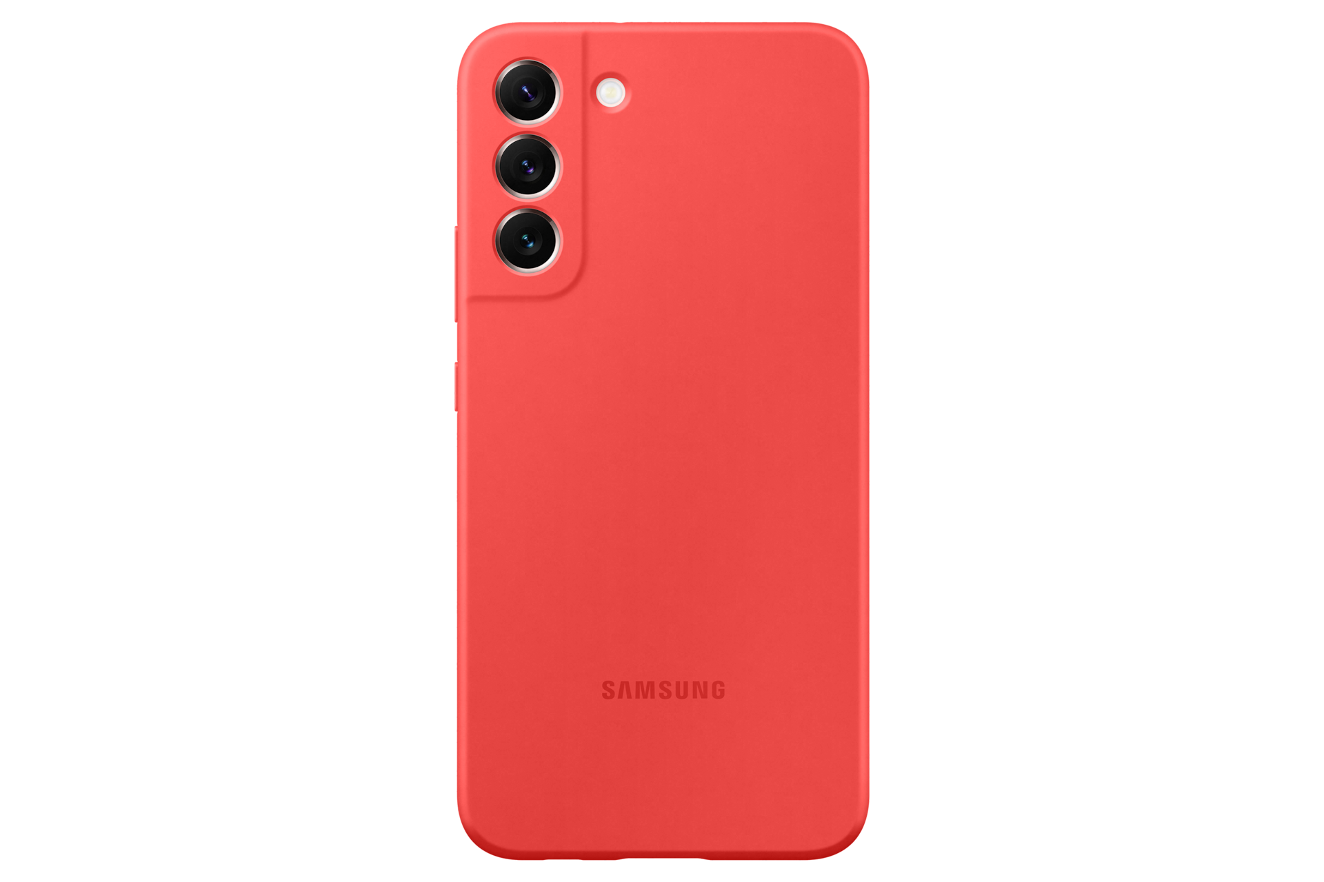 갤럭시 S22+ 실리콘 커버 (코랄) 제품을 갤럭시 기기에 장착한 정면 이미지 
