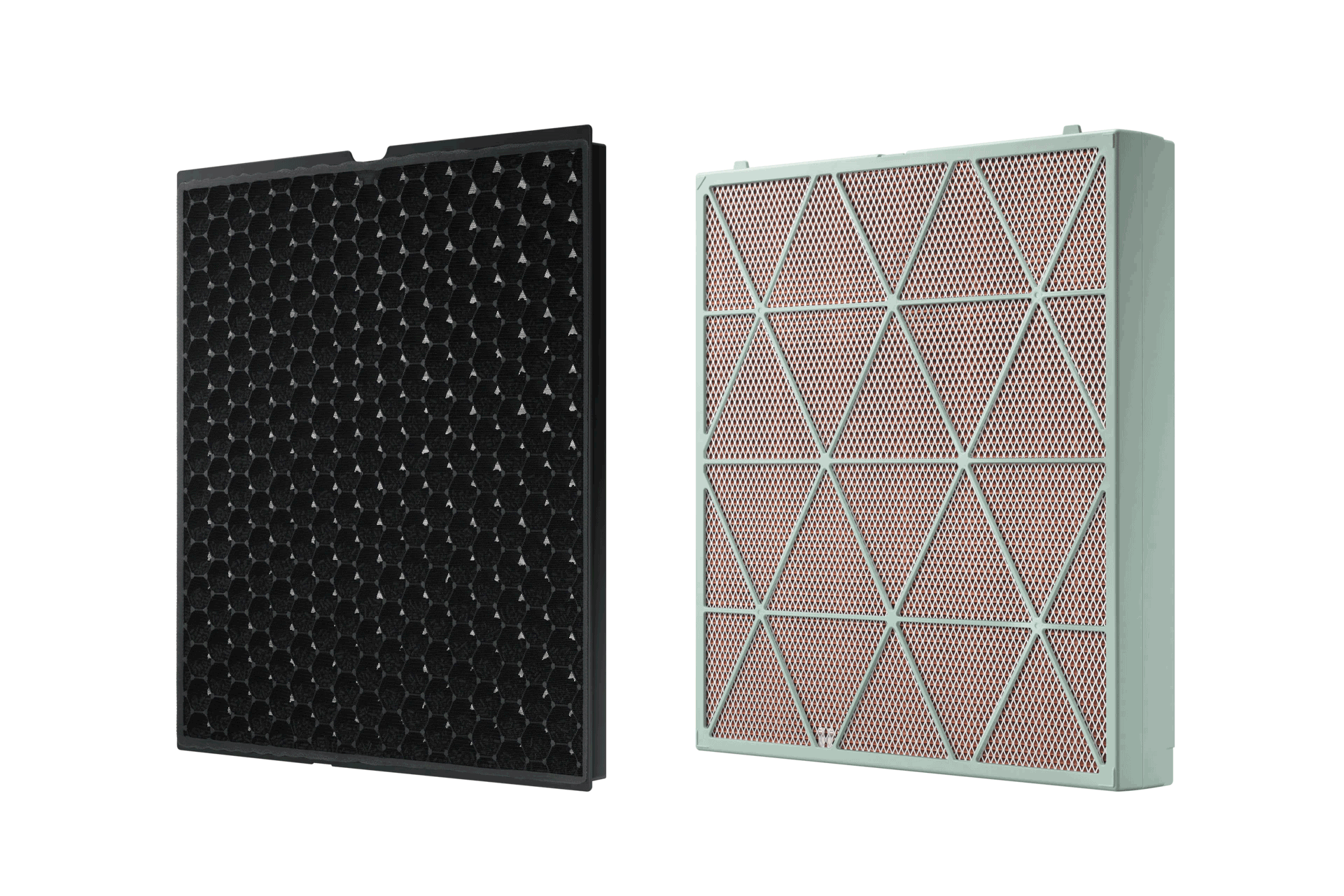 Bespoke 큐브™ Air 살균 필터 소형 블랙 숯 탈취필터 오른쪽 측면 + Bespoke 큐브™ Air 살균 필터 소형 살균 플러스 집진필터 오른쪽 측면