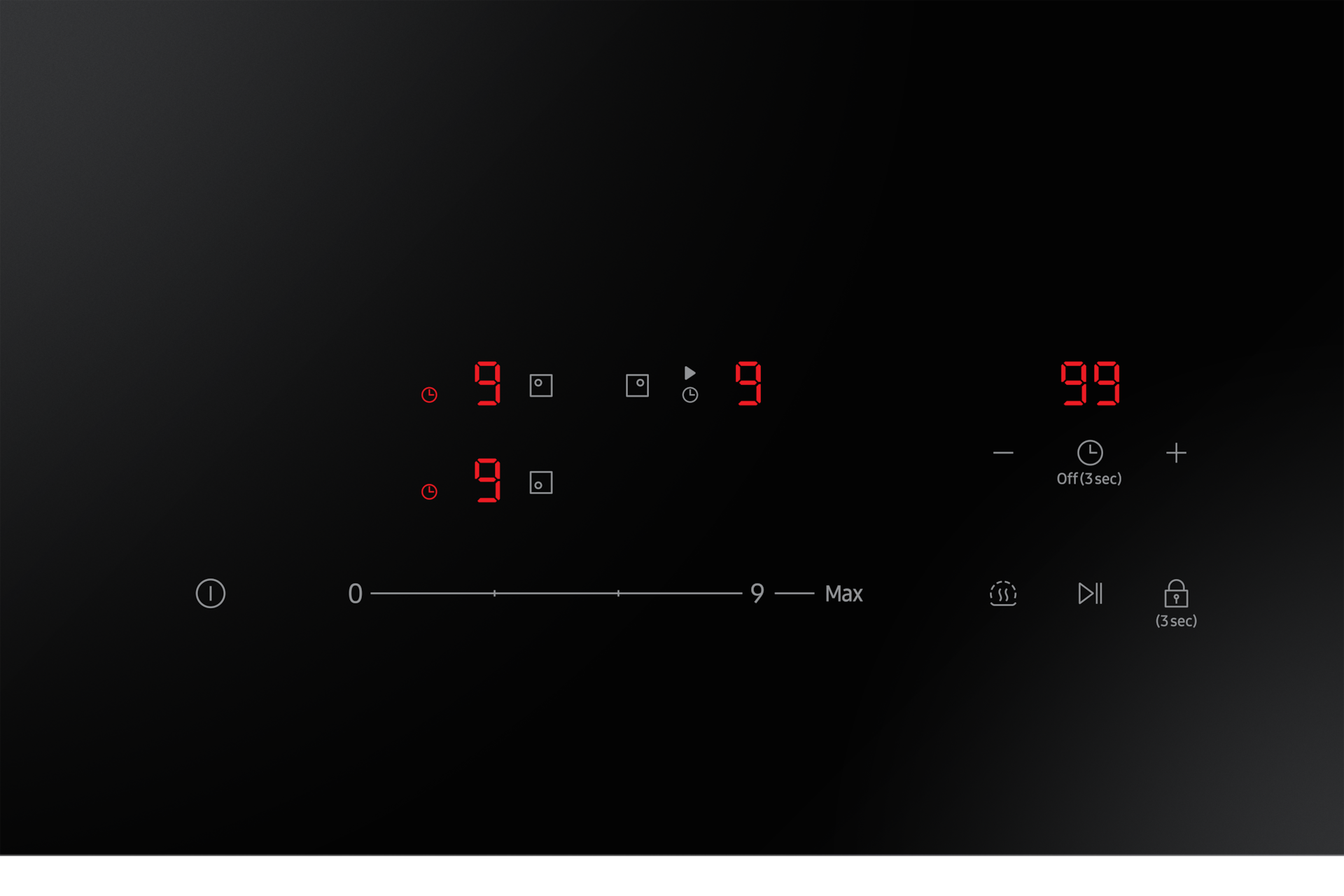 전기레인지 하이브리드 블랙 정면 조작부 확대 