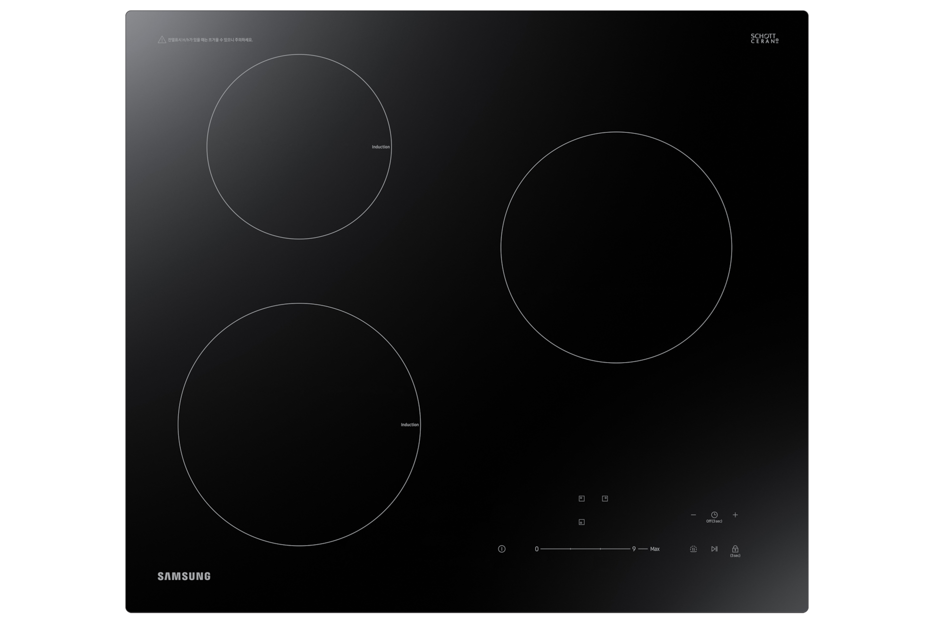 전기레인지 하이브리드 블랙 정면 탑뷰 라디언트 꺼짐