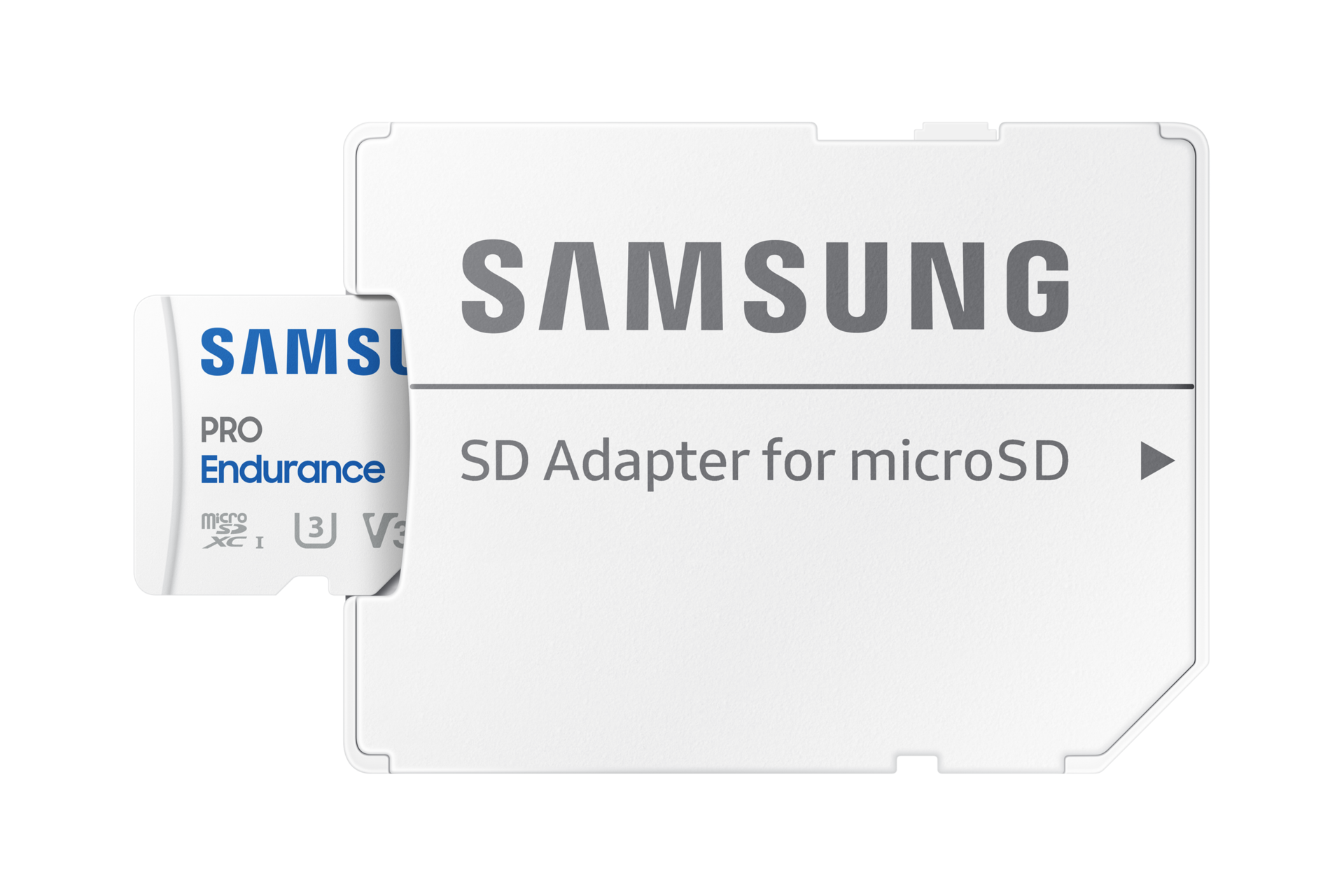 마이크로SD 메모리카드 PRO Endurance 128 GB 화이트 정면, 그레이 SD 어댑터 삽입