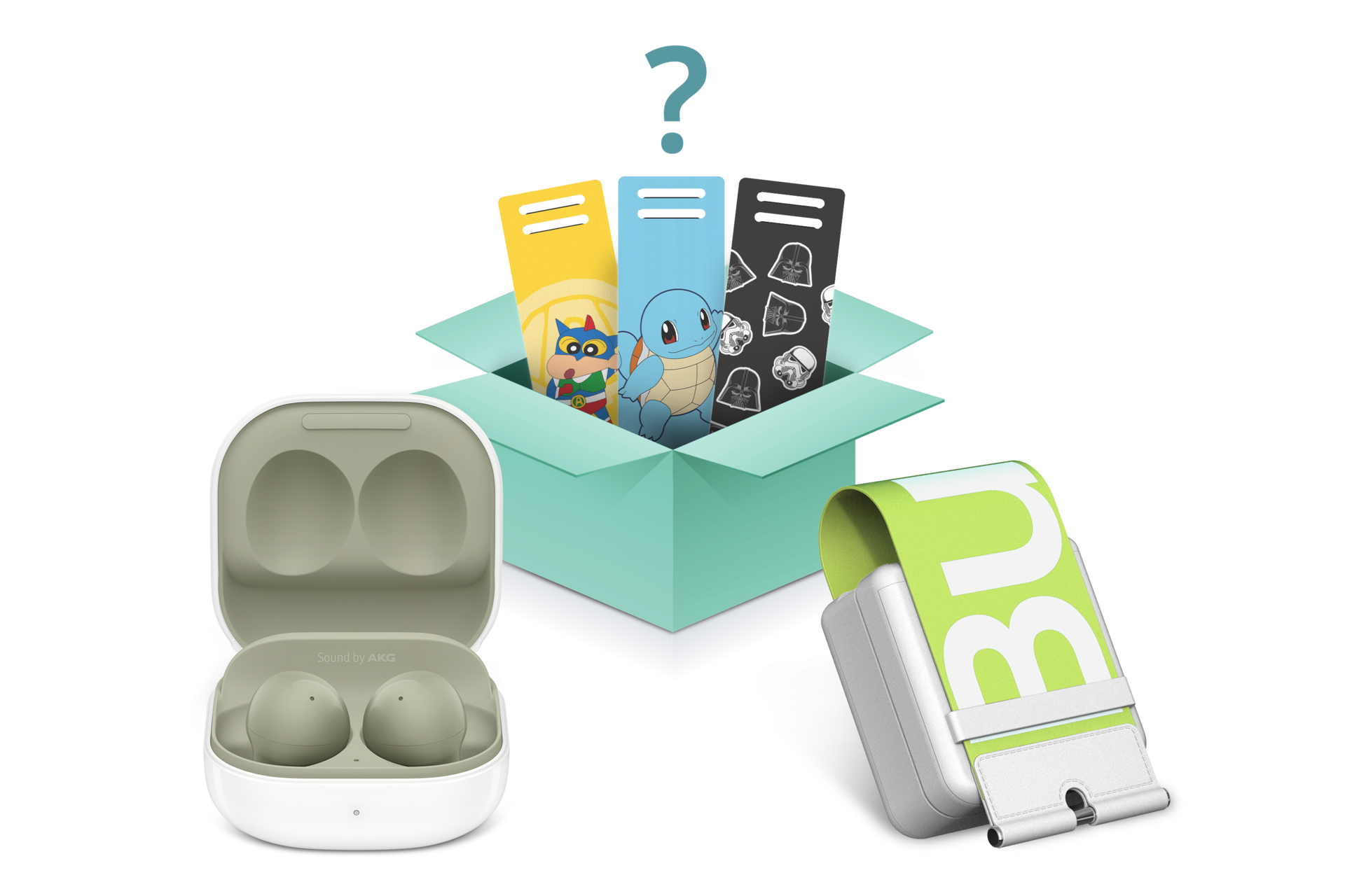 갤럭시 버즈2 + 랜덤 콜라보 스트랩 + 스트랩 커버 패키지