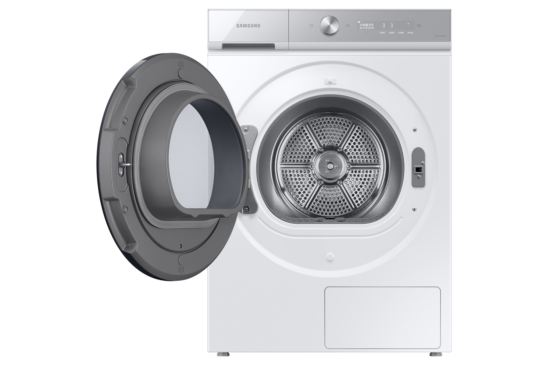 BESPOKE 그랑데 건조기 AI 20 kg 화이트 정면 도어열림