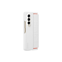 갤럭시 Z 폴드4 실리콘 그립 커버 (화이트) 제품에 갤럭시 Z 폴드를 장착한 측 정면 이미지 