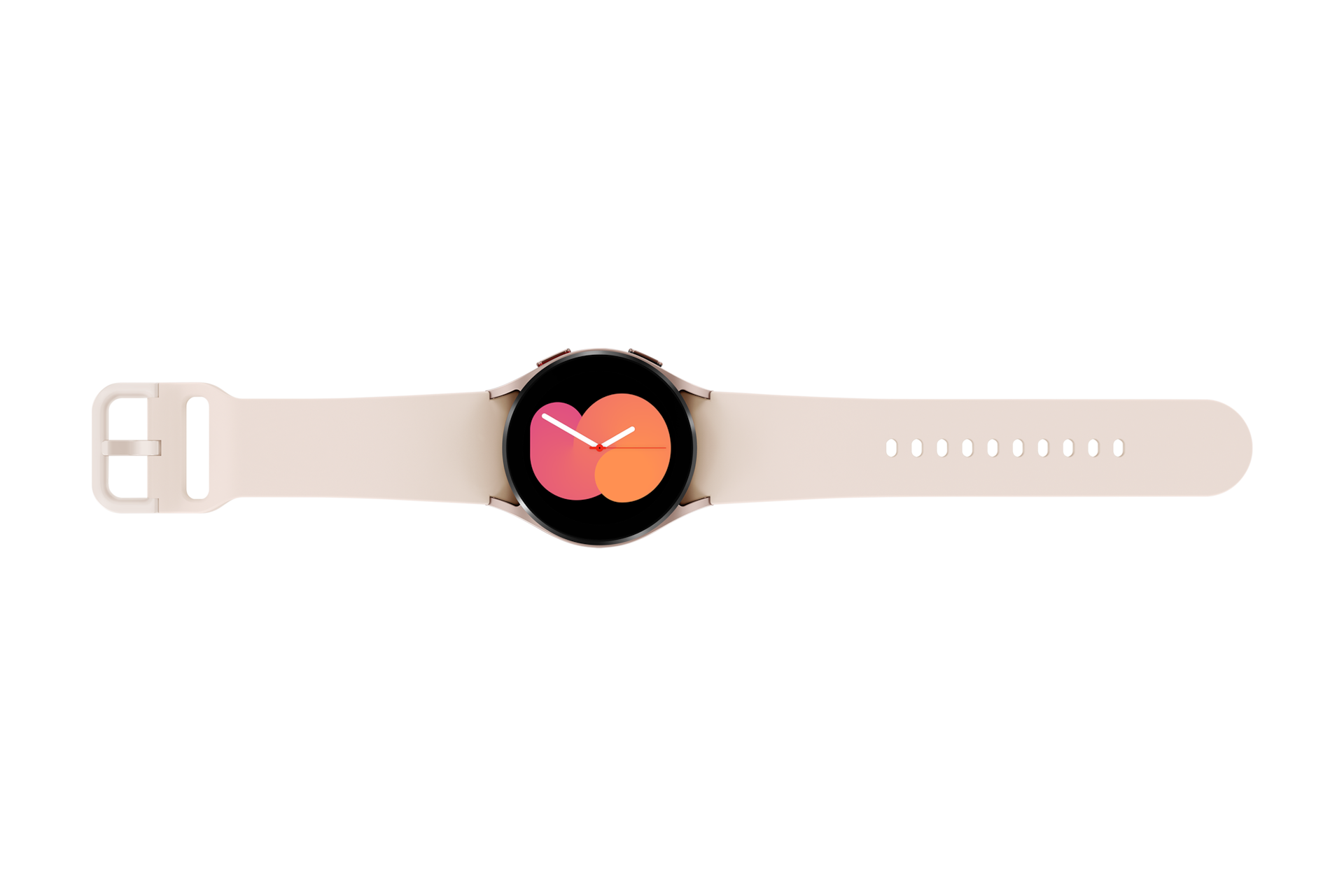 갤럭시 워치5 40 mm (LTE 자급제) 핑크골드 스트랩 펼친 윗면 