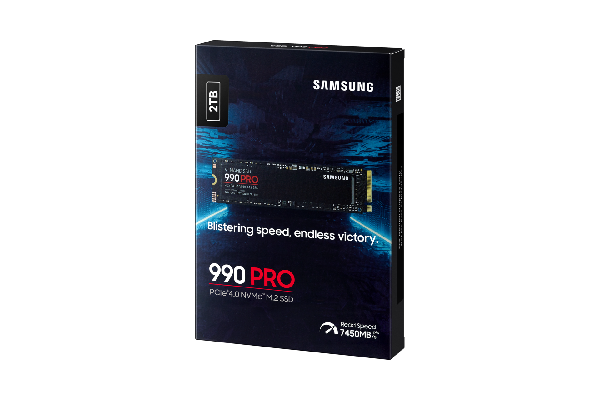 SSD 990 PRO NVMe 2 TB 패키지 팩 왼쪽 30도 회전 정면