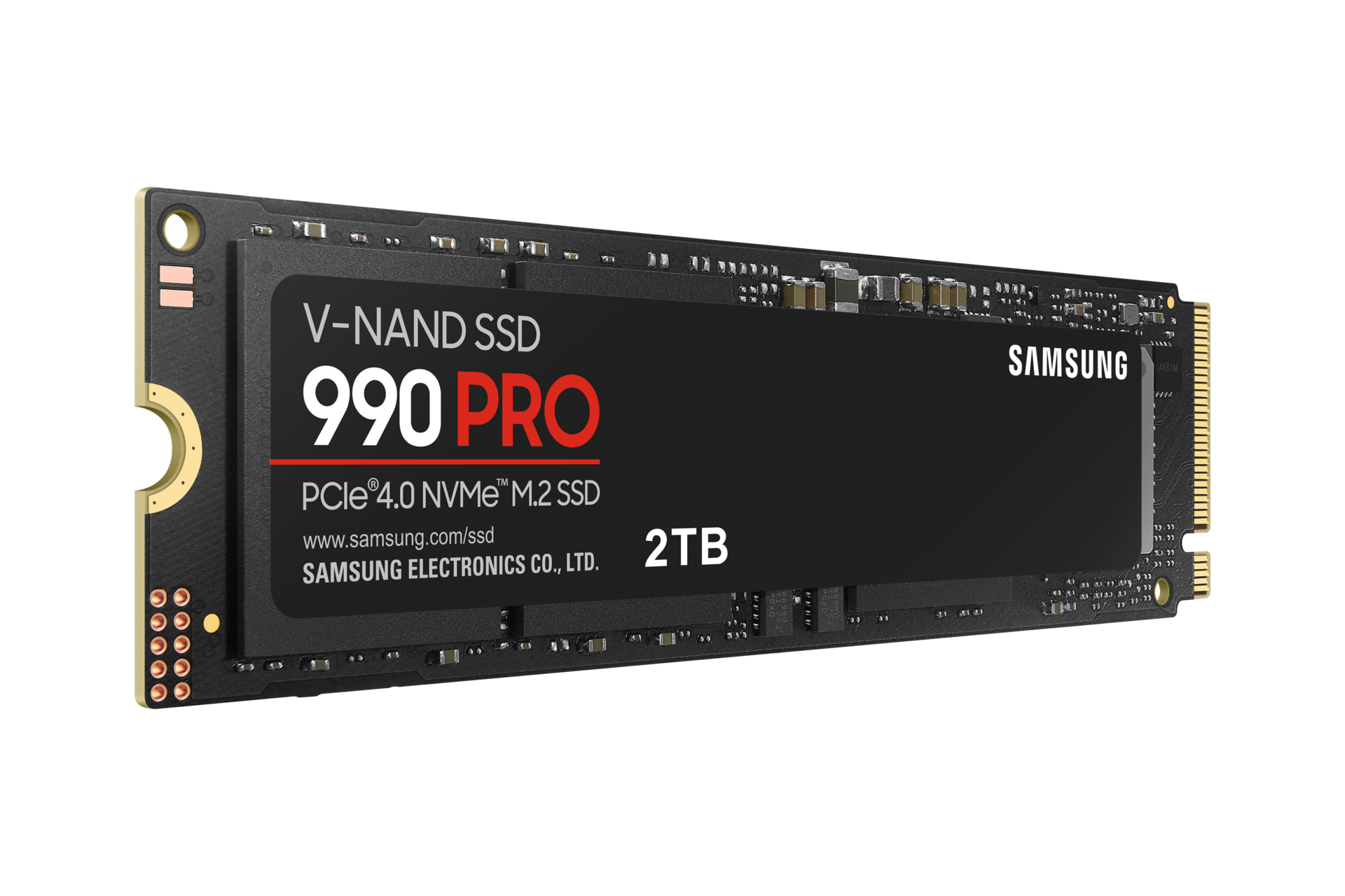 SSD 990 PRO NVMe 2 TB 제품 오른쪽 30도 회전 정면