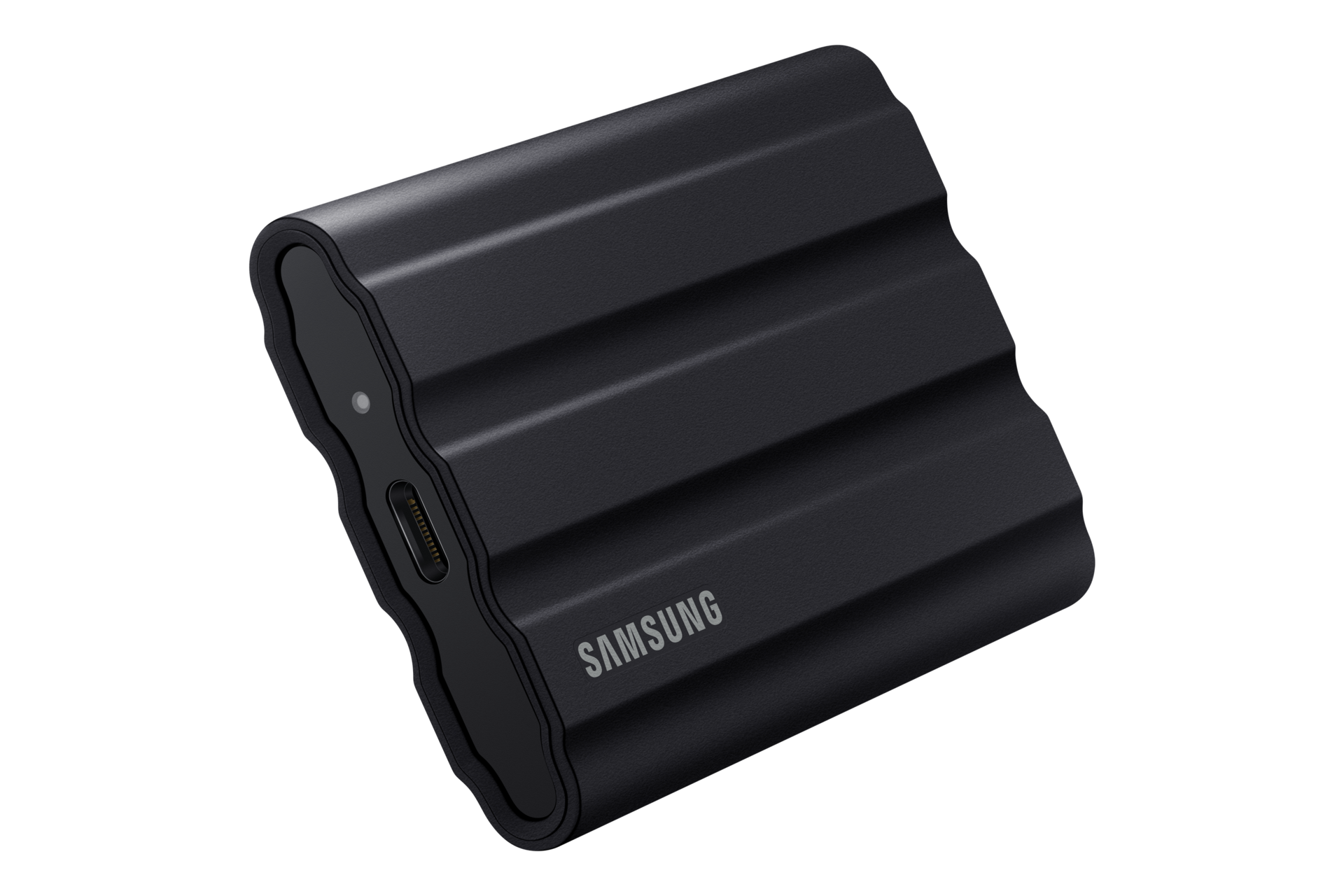 외장 SSD T7 Shield USB 3.2 Gen 2 4 TB 블랙 제품 세워져있는 왼쪽 30도