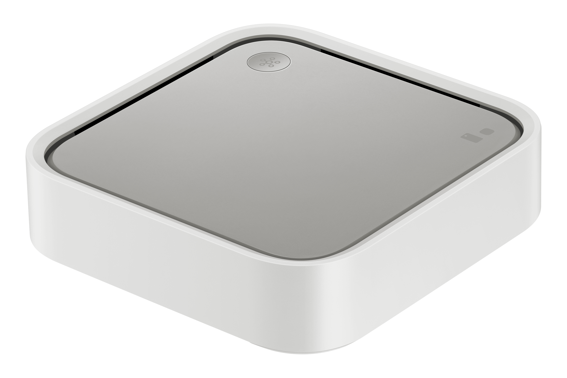 스마트싱스 스테이션 화이트 제품 눕힌 왼쪽 45도 회전한 이미지