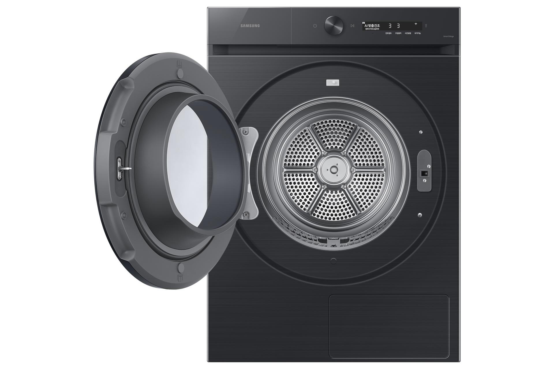 BESPOKE 그랑데 건조기 AI 20 kg 블랙 캐비어 정면 도어열림