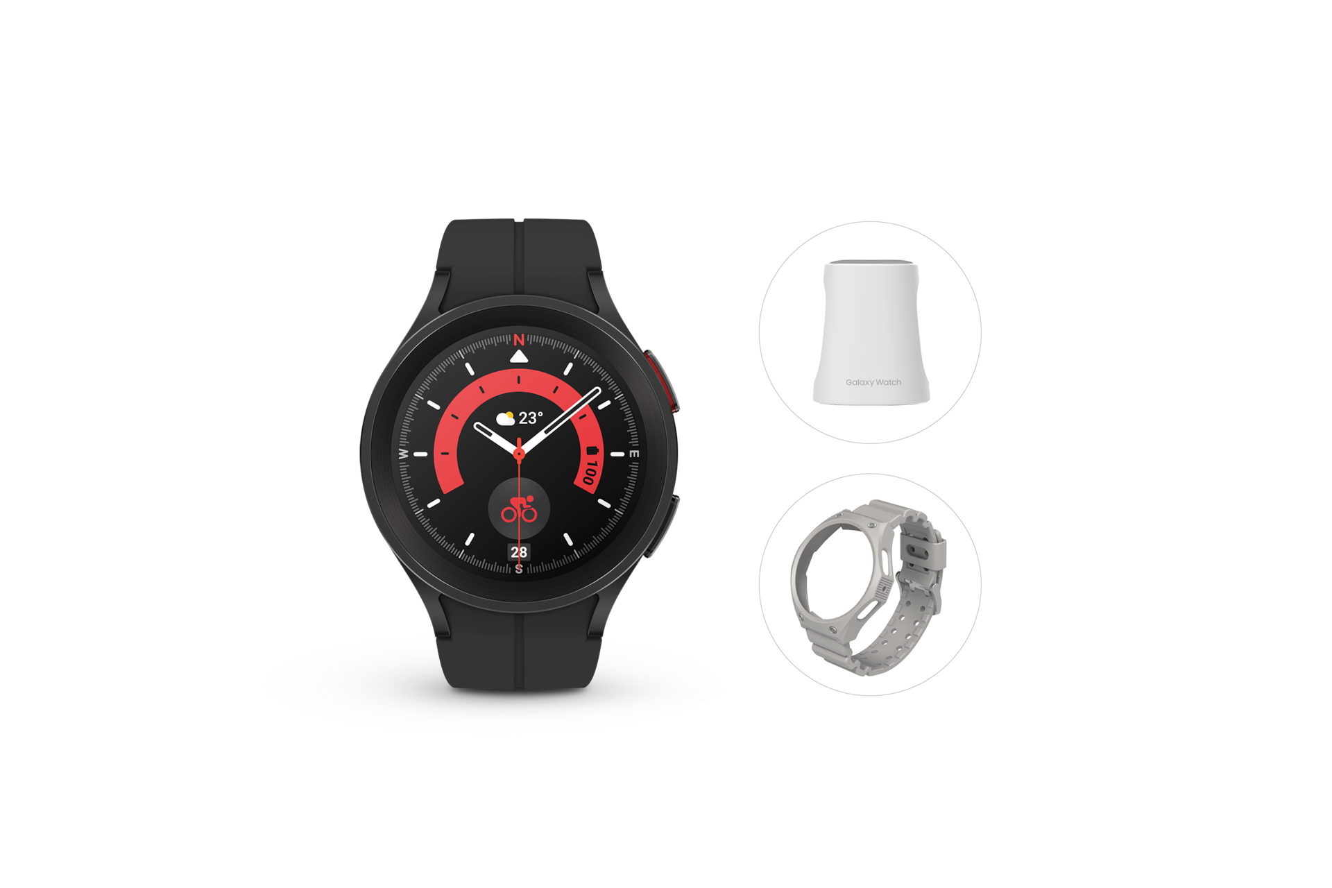 갤럭시 워치5 프로 45 mm 블랙티타늄 (LTE자급제) + 풀커버 오리지널팩 (샌드) 패키지 대표 이미지