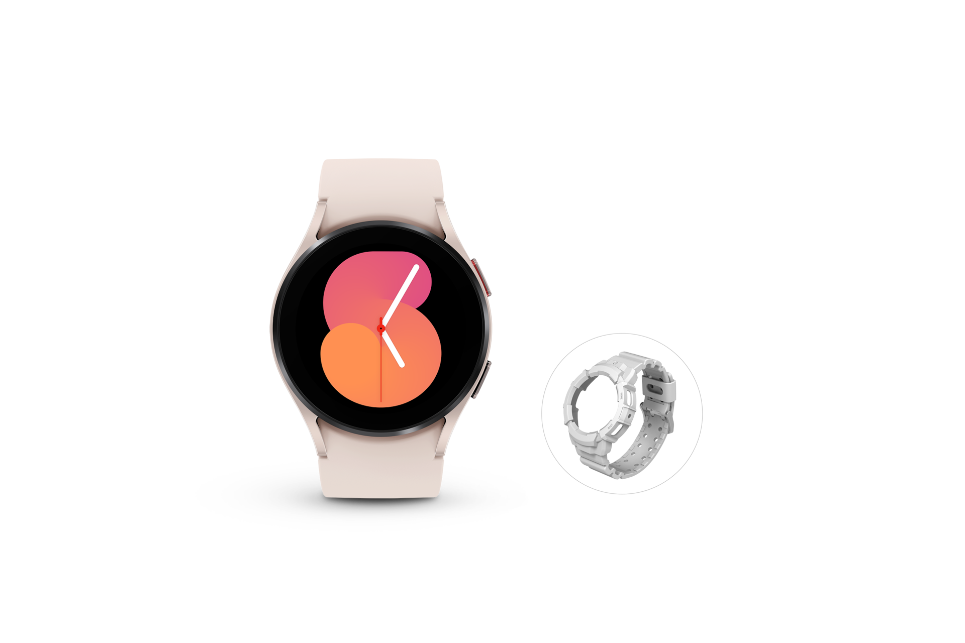 갤럭시 워치5 40 mm 핑크골드(블루투스) + 풀커버 스타일링팩(화이트) 패키지 대표 이미지