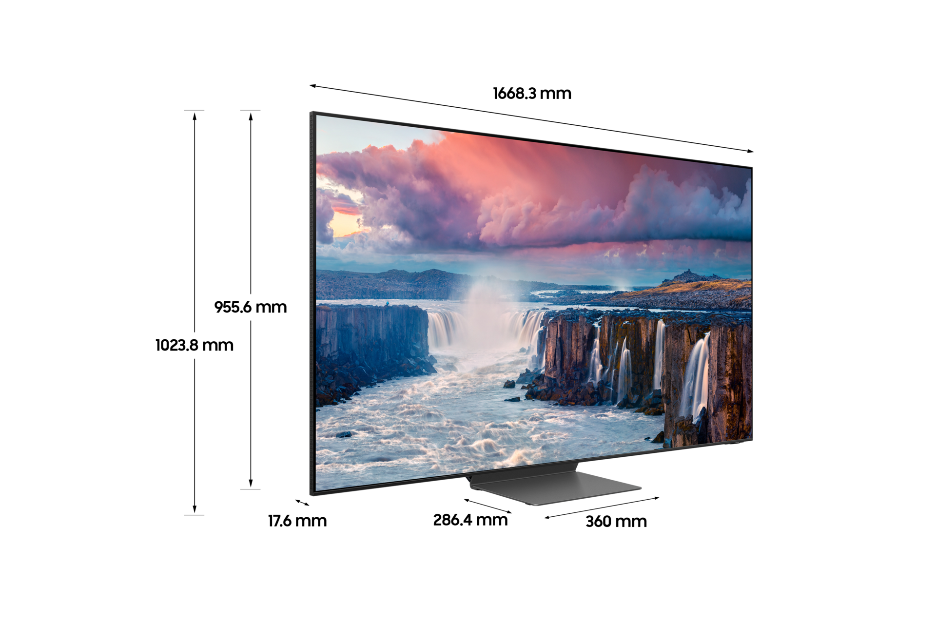 2023 Neo QLED 8K 189 cm 스탠드형 상세사이즈 기재된 디멘션