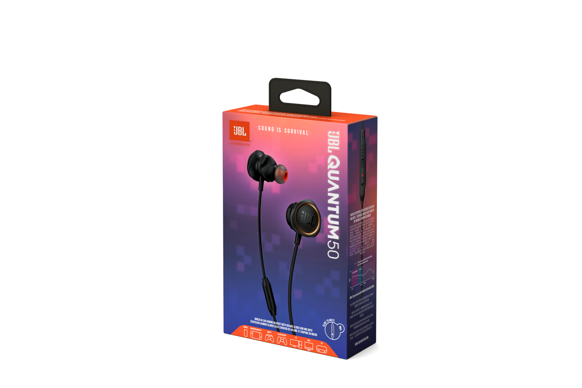 JBL QUANTUM 50 게이밍 유선 이어폰 블랙