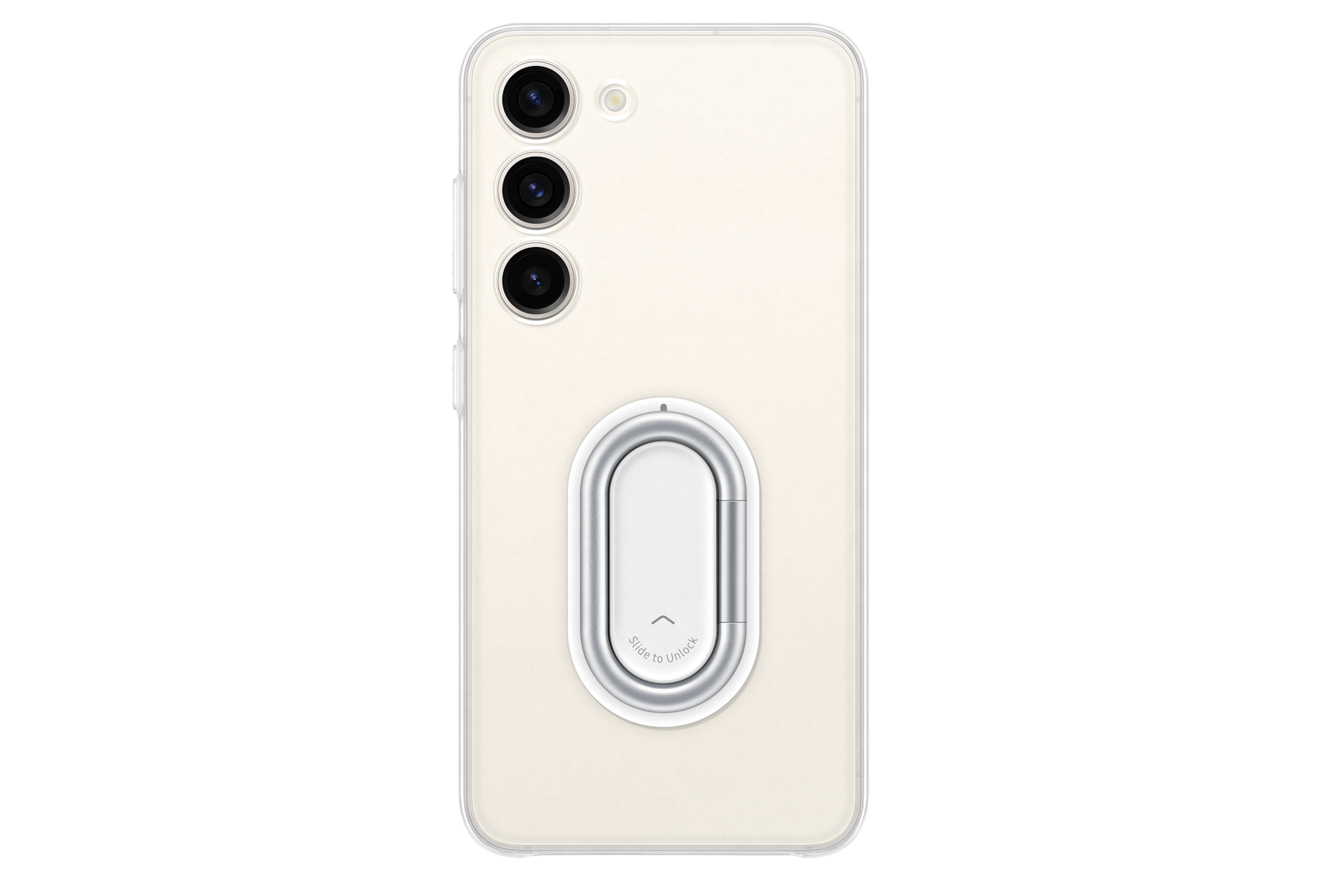 갤럭시 S23 클리어 가젯 케이스 (투명) 제품에 스마트폰 장착된 가젯이 세로로 있는 정면 이미지