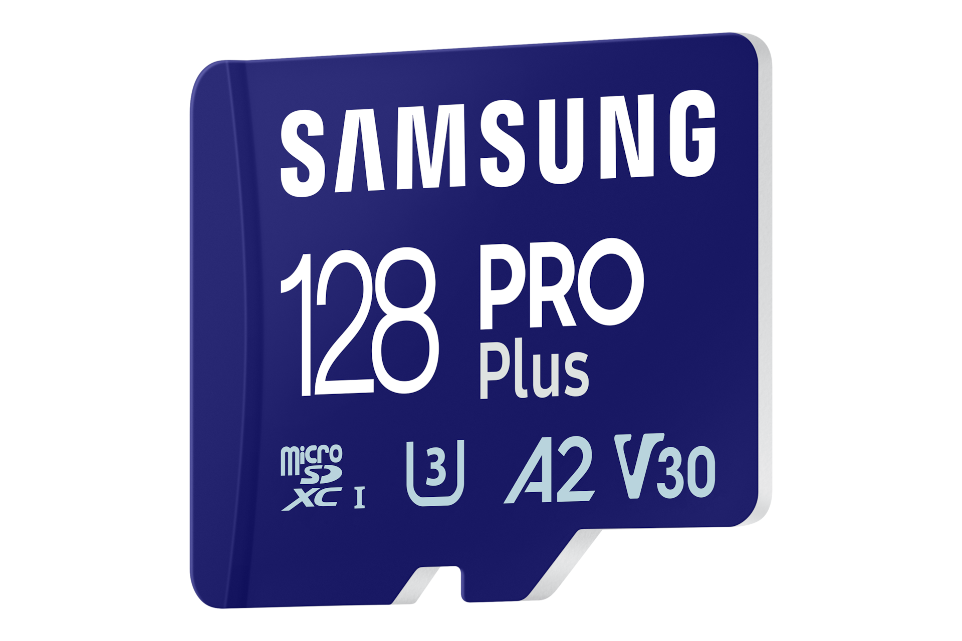 PRO Plus 마이크로SD 메모리카드 128 GB 왼쪽 뒤로 45도 기울어진 이미지
