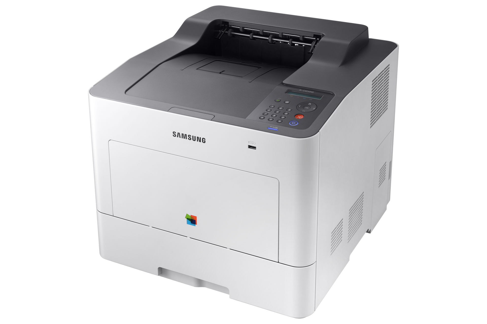 A4 컬러 레이저 프린터 C40 시리즈 40 ppm SL-C4030ND 오른쪽 45도 위에서 내려본 이미지