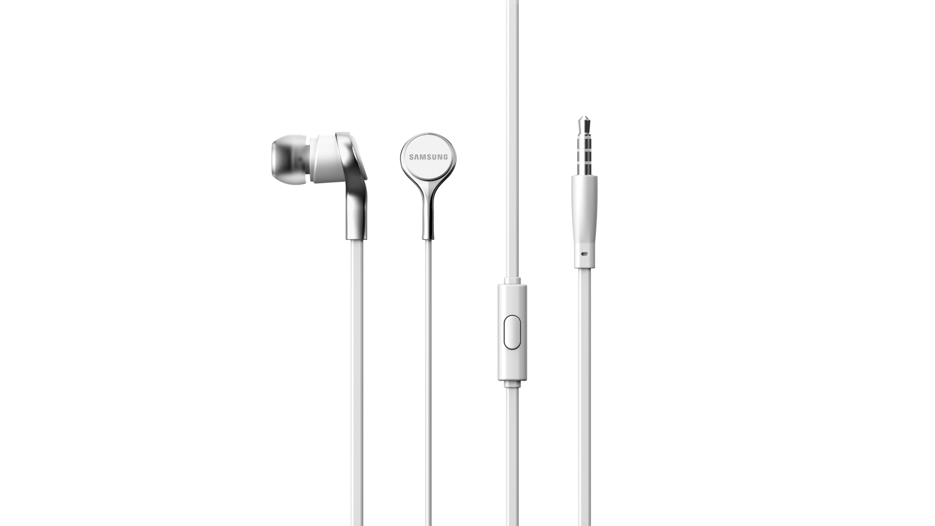 3.5 mm 유선 이어폰 화이트 이어폰 음량조절 버튼 연결 잭