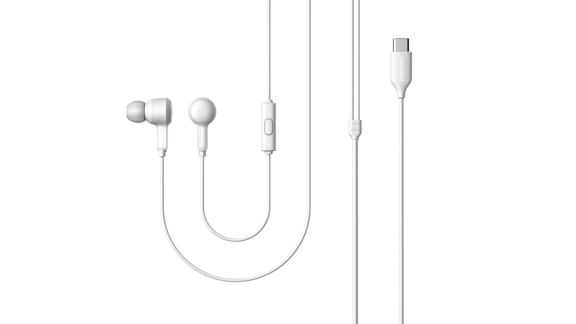 C타입 커널형 유선 이어폰 화이트 전체샷