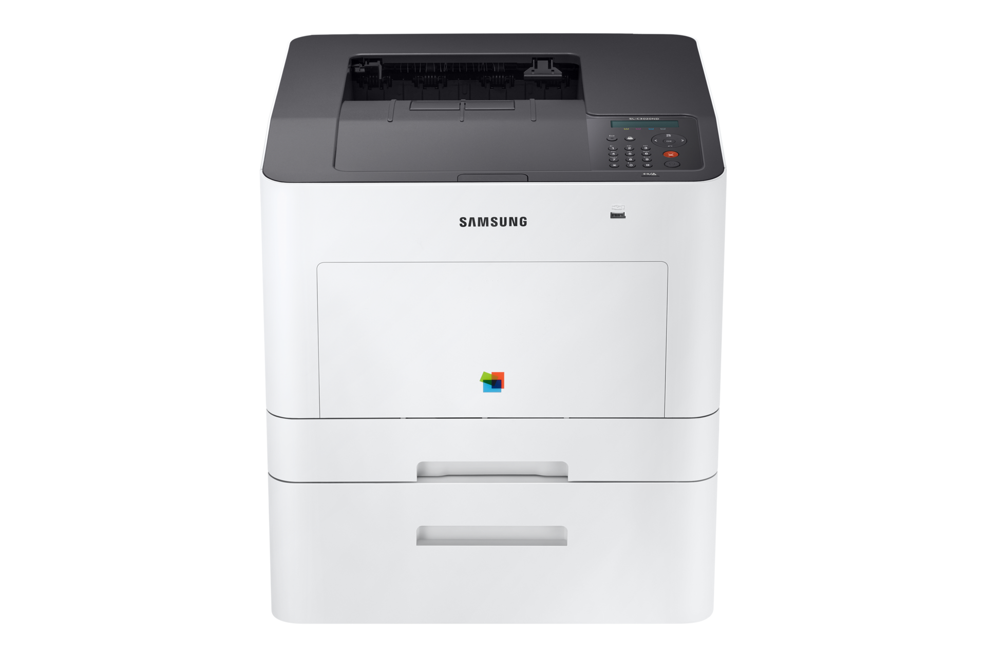 A4 컬러 레이저 프린터 C30 시리즈 30 ppm SL-C3020ND 하단에 단을 추가한 정면 이미지 
